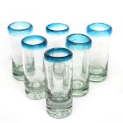 Aqua Blue Rim 2 oz Tequila Shot Glasses (set of 6)